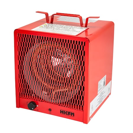 Edendirect 4800W Red Electric Garage Heater, Micathermic Space Heater, Integrated Thermostat Control HCR-48